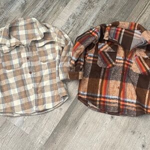 2 pcs Set  Boys Thick Flannel Shirts